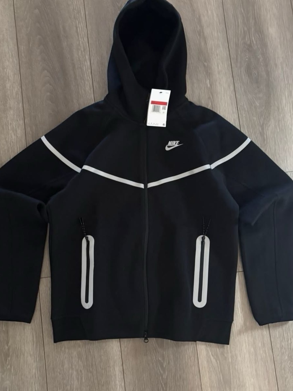 Nike Black Hoodie with White Reflective Accents